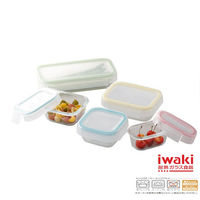 【iwaki】扣式耐熱玻璃微波盒(5入組)