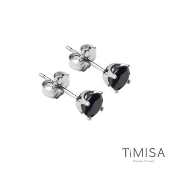 【TiMISA】純鈦美學 專櫃精品 純鈦簡愛(S) 個性黑 純鈦耳環一對