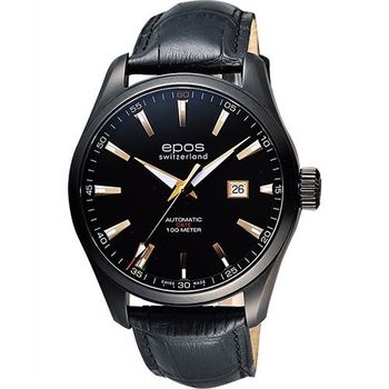 epos Passion系列都會時尚機械腕錶-黑x玫塊金時標3401.132.25.19.25FB