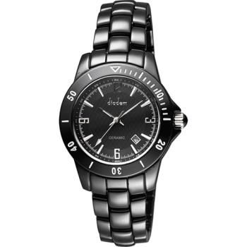 Diadem 黛亞登 菱格紋雅緻陶瓷腕錶-黑 8D1407-551D-D