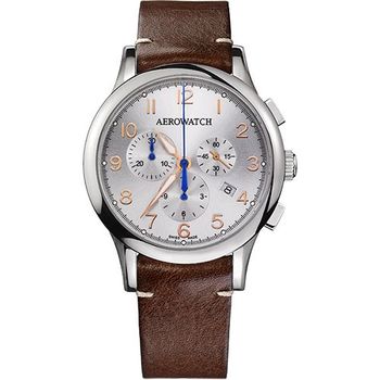 AEROWATCH Grace優雅風範三眼計時腕錶A83966AA03 