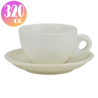 TIAMO 拿鐵杯盤組 5客 320cc 白-HG0855W