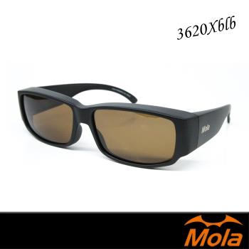 MOLA 摩拉近視前掛式偏光太陽眼鏡 UV400 黑框 茶片 男女 3620Xblb
