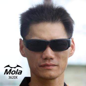 MOLA摩拉近視外掛式偏光太陽眼鏡 UV400 超輕量 男女 黑 灰片 3620Xbl