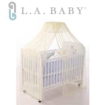 L.A BABY 豪華全罩式嬰兒床蚊帳(加大加長型)淺黃色