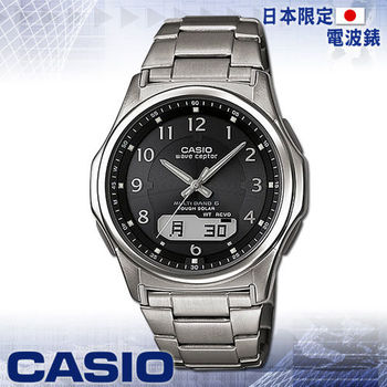 【CASIO 卡西歐】日系_太陽能_電波時計雙顯男錶(WVA-M630TDE 黑)