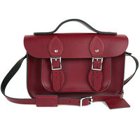 【The Leather Satchel Co.】11吋 英國手工牛皮可手提劍橋包 (葡萄紅)