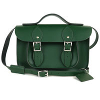 【The Leather Satchel Co.】11吋 英國手工牛皮可手提劍橋包 (郵差綠)