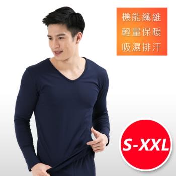 3M吸濕排汗技術 保暖衣 發熱衣 台灣製造 男款V領 黑色-網