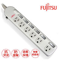 fujitsu富士通3孔6切6座電源延長線1.5M (PE6T220-A)