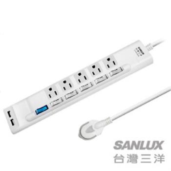 【SANLUX台灣三洋】超安全USB轉接延長電源線-5座6切(SYPW-3562A)