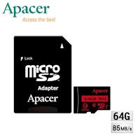 Apacer宇瞻 64GB MicroSDXC UHS-I Class10記憶卡(85MB/s)