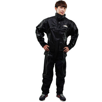 天龍牌 新重裝上陣F1機車型風雨衣( 黑色)+通用鞋套