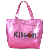 Kitson LA 粉色金屬珠光愛心托特包