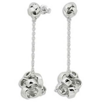 【Jewelrywood】純銀法式緞帶花結晶鑽耳環