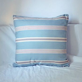 【協貿】百搭簡約條紋布藝天藍色沙發方形抱枕含芯