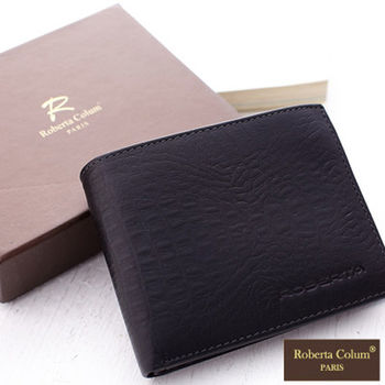 Roberta Colum - 牛皮鱷魚紋可拆式卡片夾附零錢袋短夾