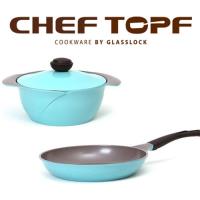 韓國Chef Topf 玫瑰鍋不沾湯鍋24公分+平底鍋28公分