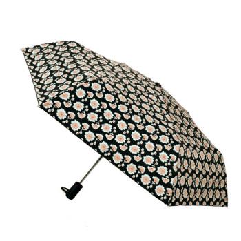 2mm 100%遮光黑膠降溫多段式自動開收傘-花朵 晴雨兩用 雨傘 折傘 摺疊傘 一鍵自動開收 超防曬 抗UV 阻隔紫外線 降溫 防潑水 易乾