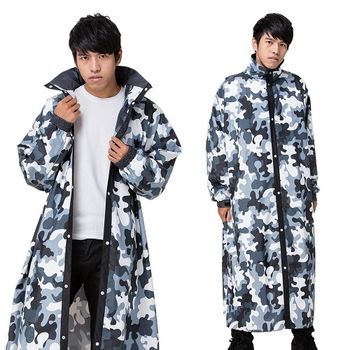 【東伸】時尚迷彩大衣型多功能雨衣-迷彩黑-行動