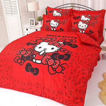 【享夢城堡】HELLO KITTY 我的小可愛系列-雙人純棉床包兩用被組(粉)(紅)
