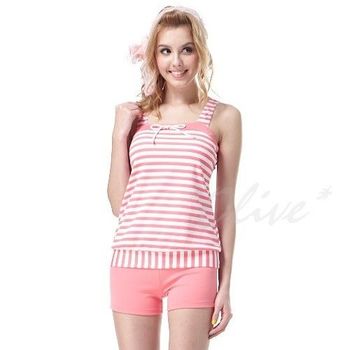 【沙兒斯】時尚粉色條紋款二件式經典條紋泳裝NO.B92346-08(現貨+預購)