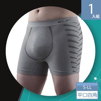 三合豐 ELF, 男性竹炭+銀纖維機能美型四角平口內褲(MIT 灰色)-行動