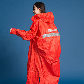 奧德蒙 360度全方位太空背包雨衣(長版)-橘紅