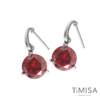 【TiMISA】花妍朵朵-熱情紅 純鈦耳環一對