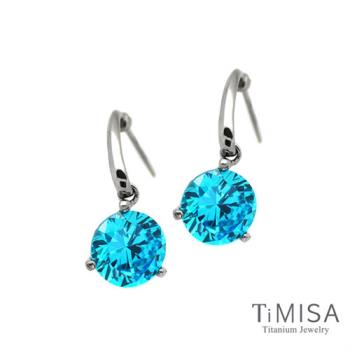 【TiMISA】花妍朵朵-水藍 純鈦耳環一對
