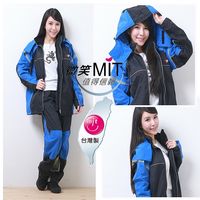 BrightDay風雨衣兩件式 - MIT蜜絲絨重機款-率性藍