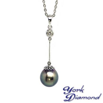 約克鑽石-天然大溪地南洋黑珍珠真鑽項鍊/墜子(10.3mm)