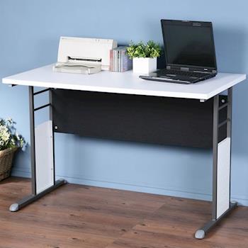 Homelike 巧思辦公桌 炫灰-白色加厚桌面120cm