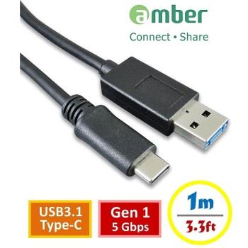 【amber】USB 3.1 Gen1/5Gbps【Type-C】快速充電線 支援極速快充QC3.0/2.0 -100公分