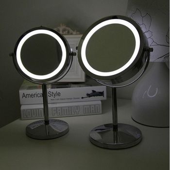【協貿】6吋超亮LED燈鏡金屬帶燈化妝鏡台式雙面梳妝鏡