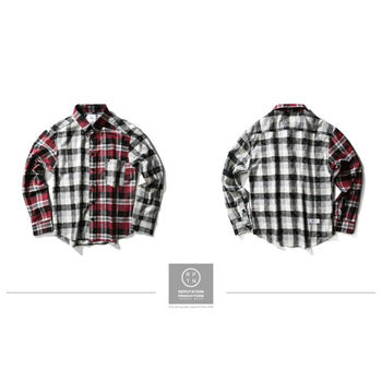 RPTN Vintage Little Plaid Splice Shirt - 拼接點點格紋襯衫 / 紅-行動