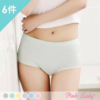 PinkLady 棉質透氣包臀中高腰內褲 6件組 (801)