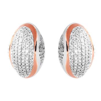【Jewelrywood】純銀微鑲晶鑽法式風情雙色耳環