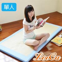 LooCa 吸濕排汗5cm仿拉菲草三折床-單人 送小麥環保餐具組