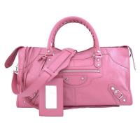 BALENCIAGA 巴黎世家Part Time小銀釦羊皮機車包(粉紅)
