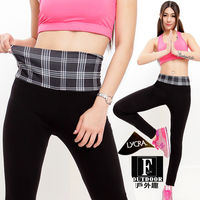 【德國-戶外趣】(C221131 黑拼黑格) 德國品牌 女款萊卡長褲瑜珈褲路跑褲訓練褲