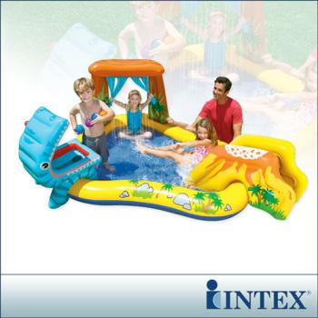 INTEX 恐龍噴水戲水游泳池/小滑水道 249x191cm (310L)適用2歲+(57444)