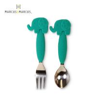 【MARCUS&MARCUS】動物樂園不鏽鋼叉匙餐具組-大象-行動