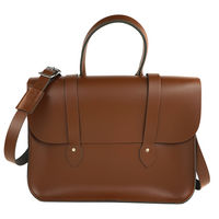 【The Leather Satchel Co.】英國原裝手工牛皮音樂包 肩背 側背手提包 (栗木棕)