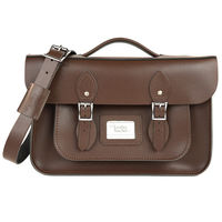 【The Leather Satchel Co.】14吋 英國手工牛皮可手提劍橋包 (可可黑)