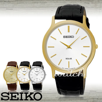 【SEIKO 精工】經典紳士皮革太陽能男錶_鏡面3.7cm(SUP872P1)