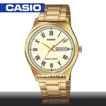 【CASIO 卡西歐】燦金大方錶款_不銹鋼指針男錶(MTP-V006G-9B)