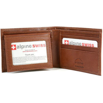 【Alpine Swiss】2016時尚雙折2合1信用卡棕色皮夾(預購)
