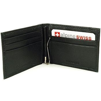 【Alpine Swiss】2016時尚十字標記黑色彈簧錢夾皮夾(預購)