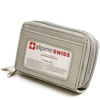 【Alpine Swiss】2016女瑞士十迷你信用卡淺灰色拉鍊管理夾包(預購)